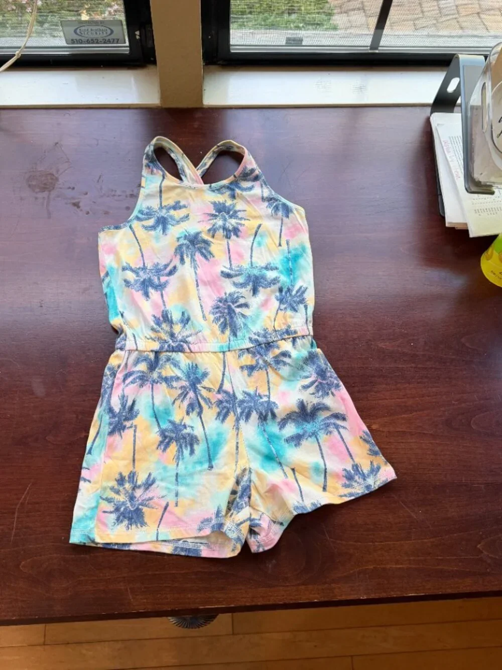 OLD NAVY Palm Tree Shorts Romper T Shirt Knit Size 8